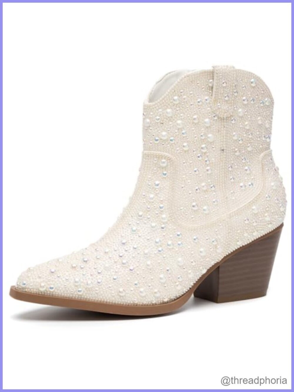 Rhinestone Sparkly Ankle Boots Pointed Toe Chunky Heel Side Zipper Western
